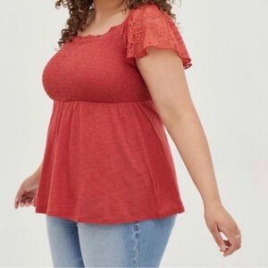 NWT Torrid burnt orange Lace Accent Blouse